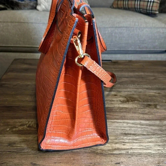 💥PERSAMAN New York Croc Embossed Style Handbag Adjustable Satchel Sienna Purse - Picture 5 of 15
